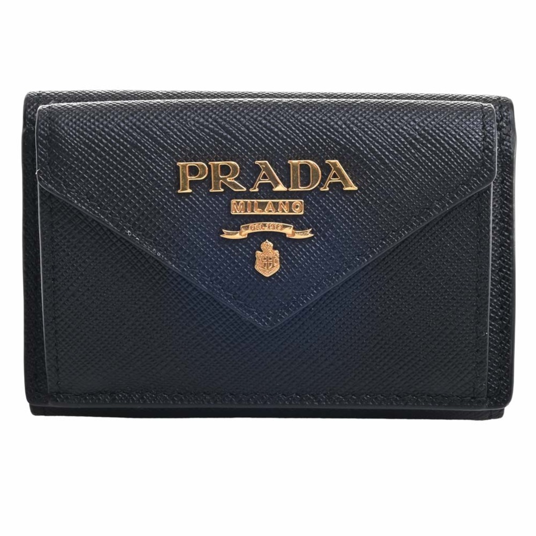 PRADA プラダ SAFFIANO METAL 三つ折り コンパクト財布 1MH021 ブラック by