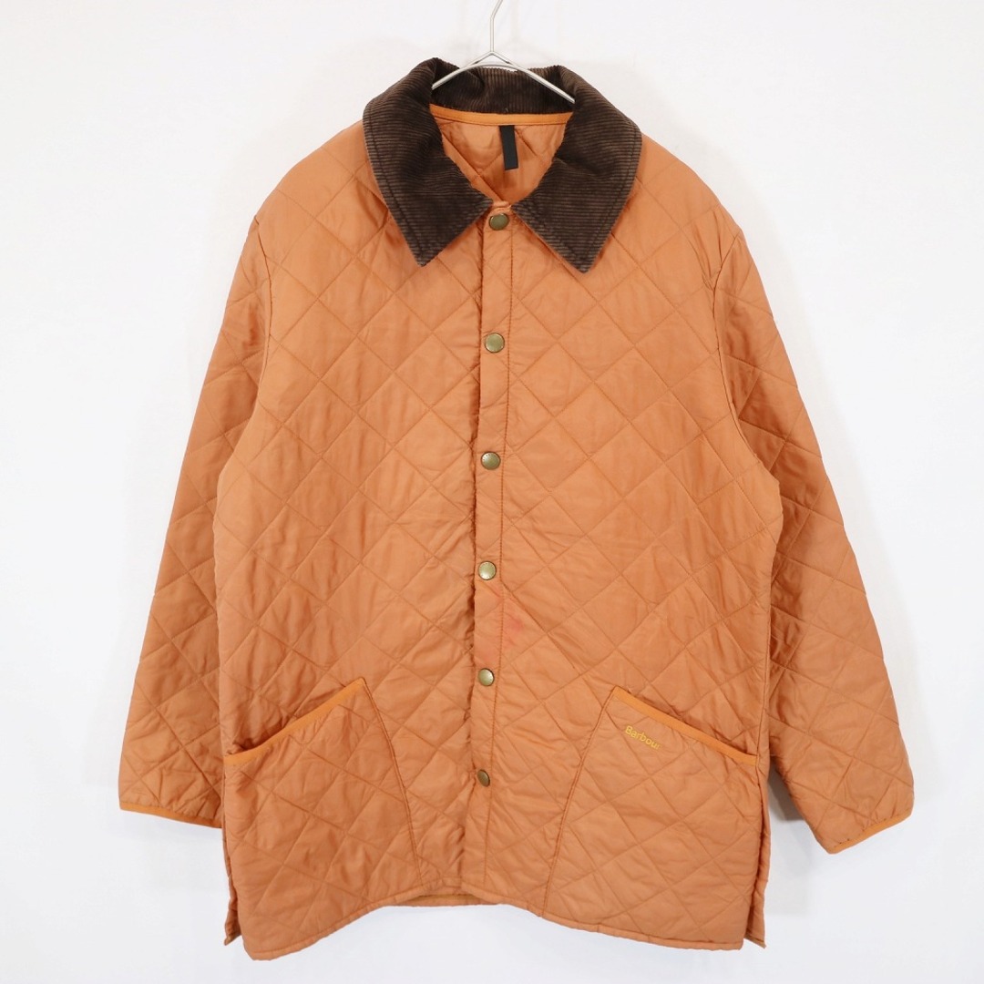 90年代 Barbour バブアー キルティングジャケット 襟コーデュロイ切替 防寒  アウトドア オレンジ (メンズ L)   N6568