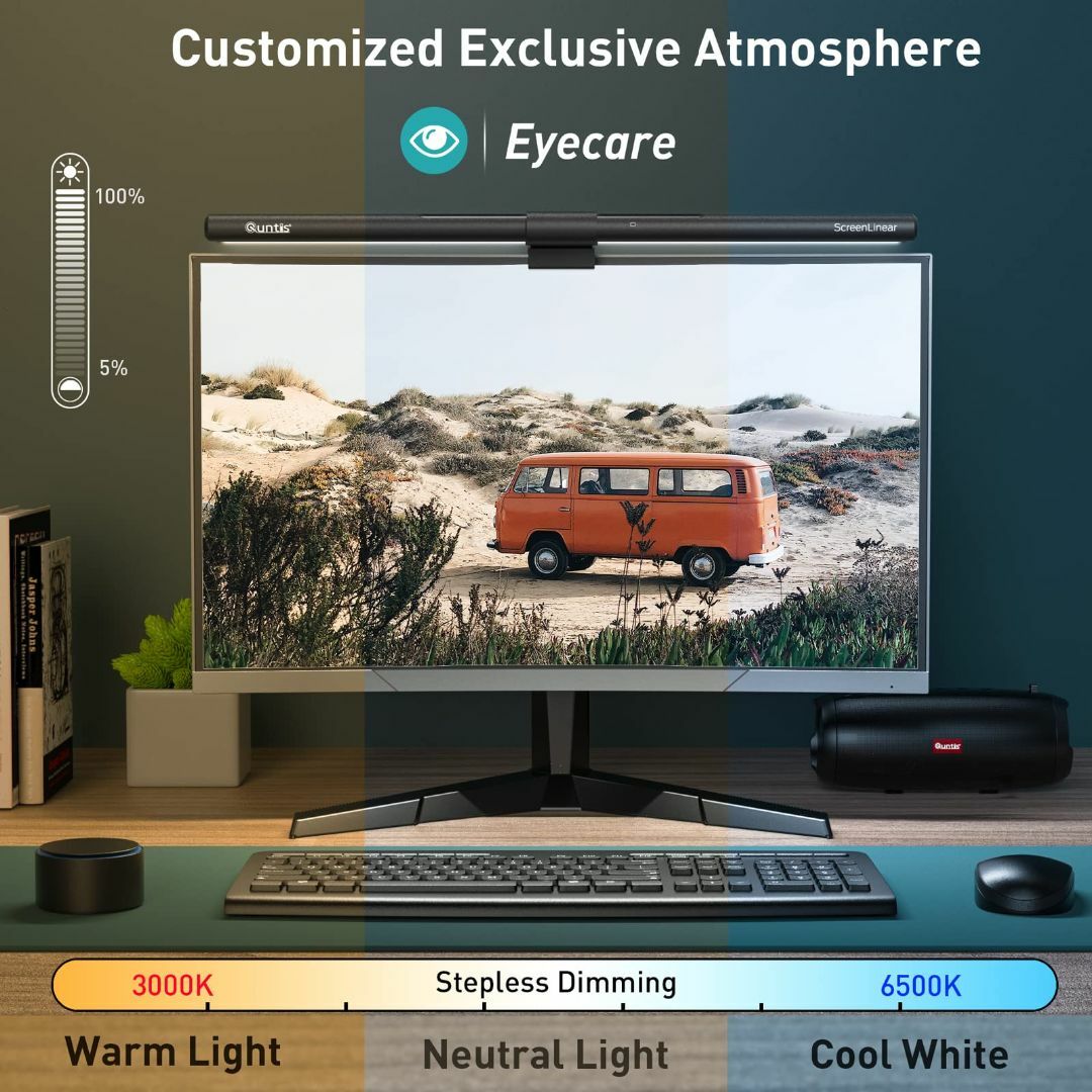 Quntis デスクライト モニターライト バーライト 51cm 無線リモコン 5