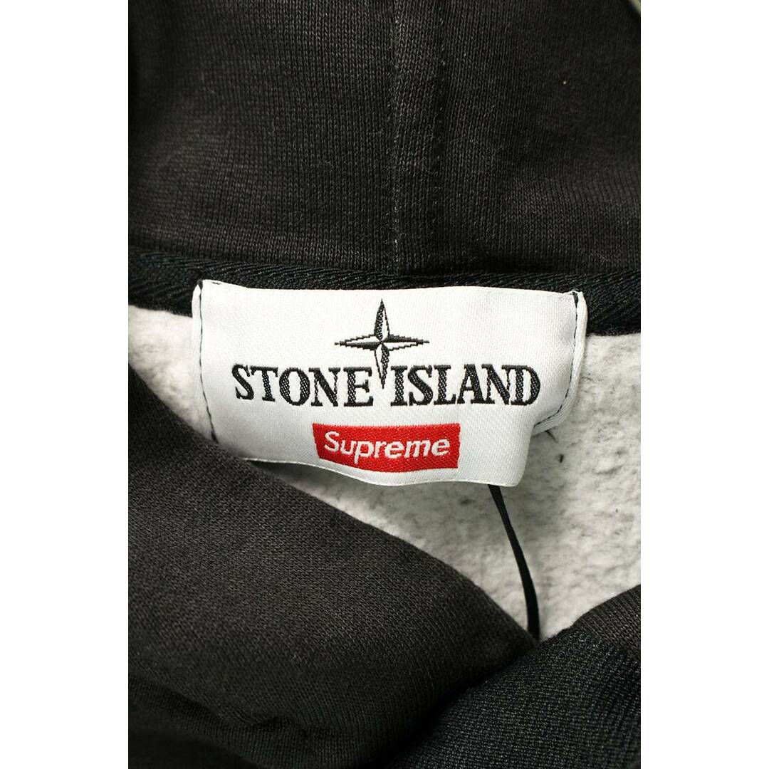 シュプリーム ×ストーンアイランド STONEISLAND 22SS Stripe Hooded Sweatshirt ロゴ刺繍ストライププルオーバーパーカー メンズ M