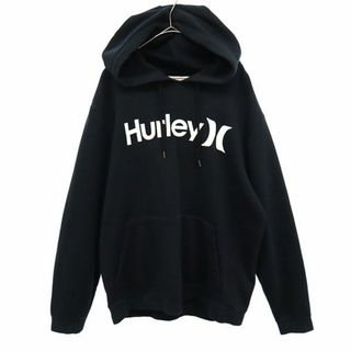 ハーレー(Hurley)のハーレー プリント スウェットパーカー M ブラック Hurley プルオーバー ロゴ メンズ 【中古】  【230905】(パーカー)