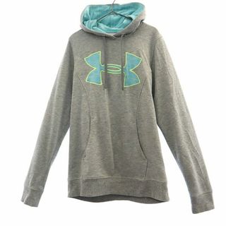 アンダーアーマー(UNDER ARMOUR)のアンダーアーマー 刺繍 スウェットパーカー MD グレー UNDER ARMOUR プルオーバー ロゴ レディース 【中古】  【230905】(パーカー)