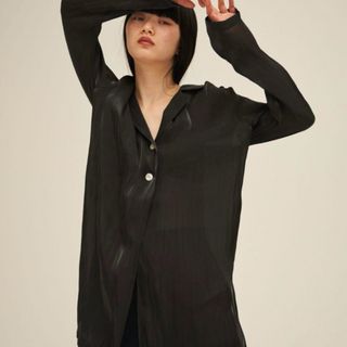 トゥデイフル(TODAYFUL)のENOF sheer jacket shirt ブラック(シャツ/ブラウス(長袖/七分))