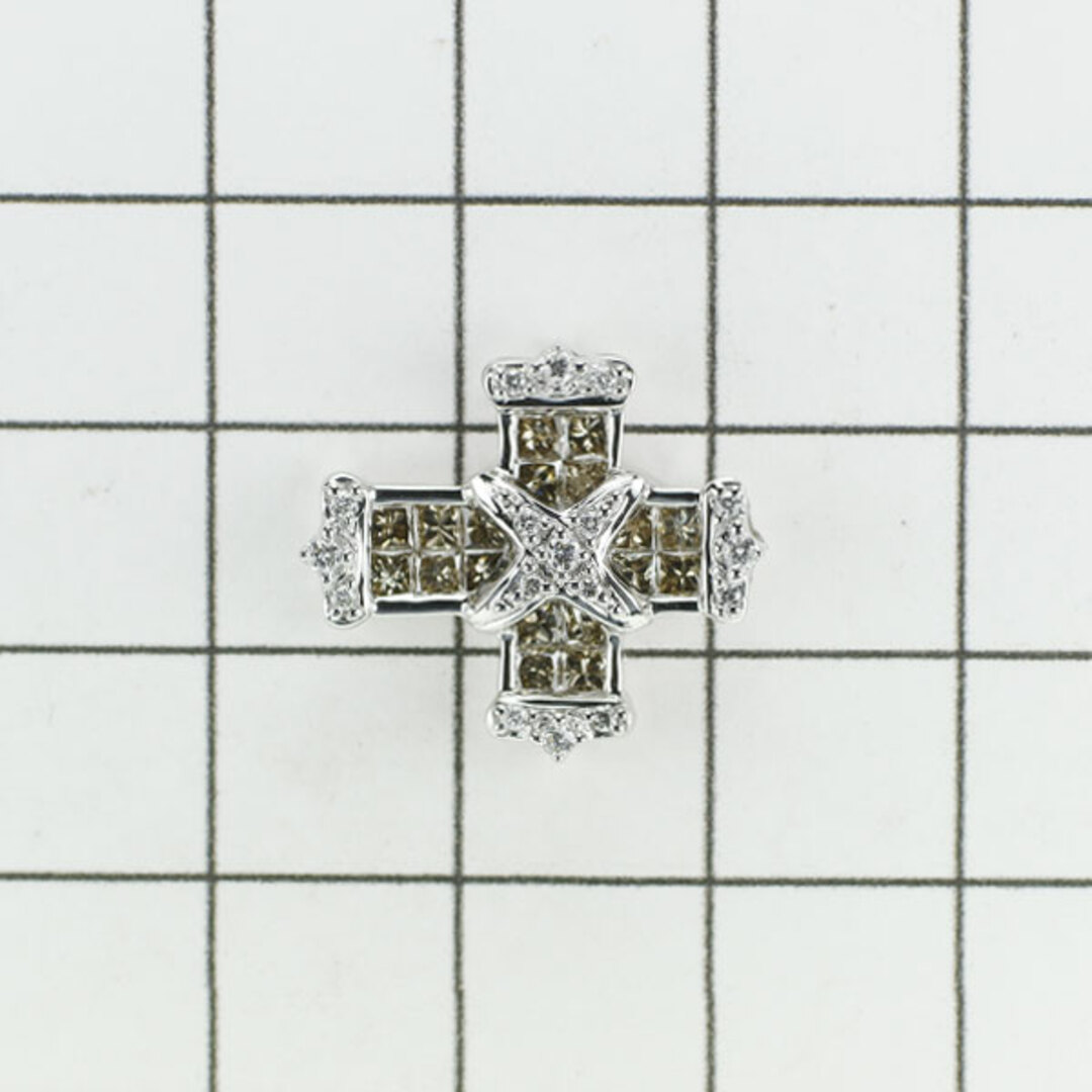 レ・エッセンシャル K18WG ダイヤモンド ペンダントトップ クロス レディースのアクセサリー(ネックレス)の商品写真