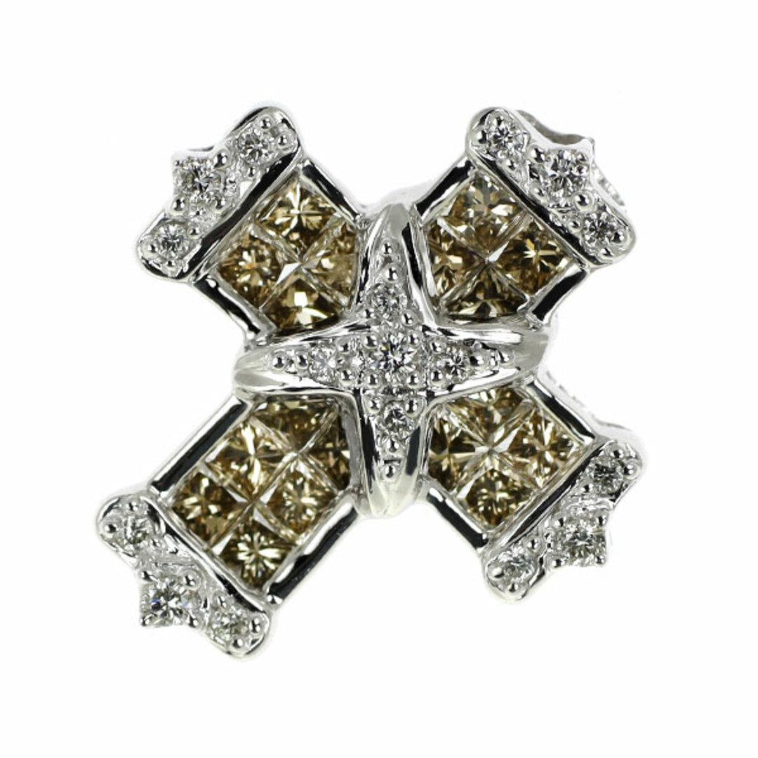 レ・エッセンシャル K18WG ダイヤモンド ペンダントトップ クロス レディースのアクセサリー(ネックレス)の商品写真