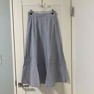 Maglie par ef-de マーリエ パー エフデ スカート ボトムス グレー ホワイト 白 7(S) ロング マキシ フレア 切替 ストライプ コットン キュプラ 綿 おしゃれ シンプル きれいめ 大人女子 ブランド 上品 ベーシック オフィスカジュアル【レディース】