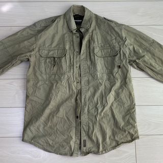 ウールリッチ(WOOLRICH)のWOOL RICH ウールリッチ ミリタニーシャツ コットン カーキ M(シャツ)