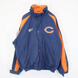 90年代 Reebok リーボック NFL Chicago Bears 中綿ナイロンジャケット ジャケット 防寒 ストリート オレンジ (メンズ L)  中古 古着 N6576