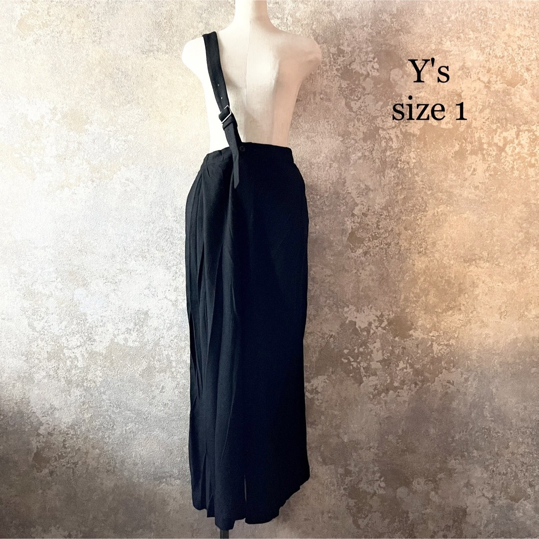 Y´s ワイズ ワンショルダー ウールワイドパンツ-