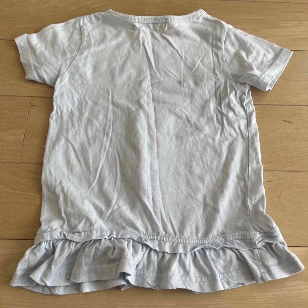 女の子　Tシャツ　裾フリル　水色 キッズ/ベビー/マタニティのキッズ服女の子用(90cm~)(Tシャツ/カットソー)の商品写真