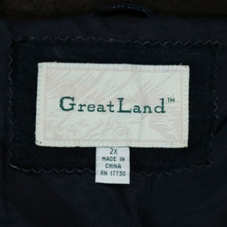 SALE/ GreatLand 中綿 レザージャケット 防寒 防風 4ポケット ブラック