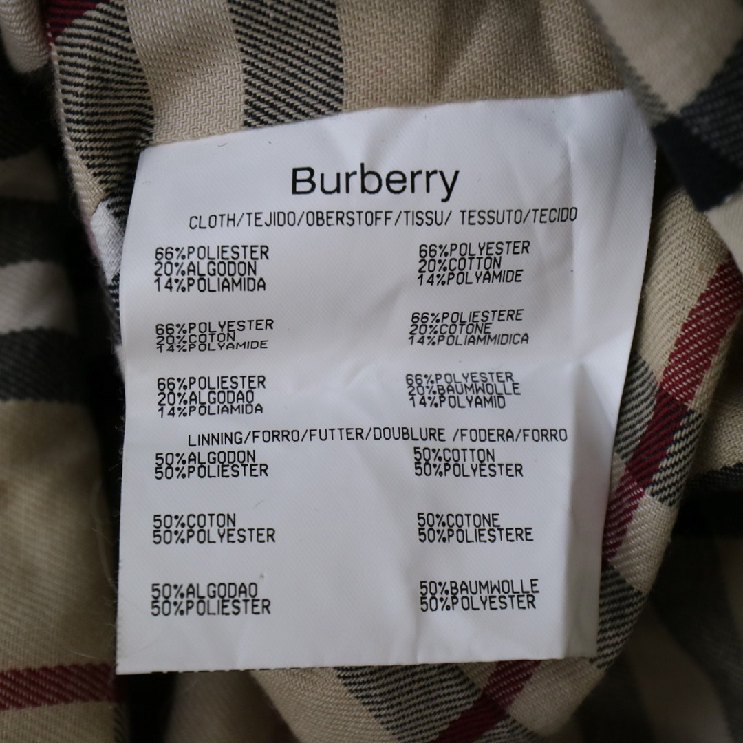 BURBERRY(バーバリー)のBURBERRY バーバリー トレンチコート  防寒 無地 裏地チェック柄 ベージュ (レディース L相当) 中古 古着 N6658 メンズのジャケット/アウター(ステンカラーコート)の商品写真