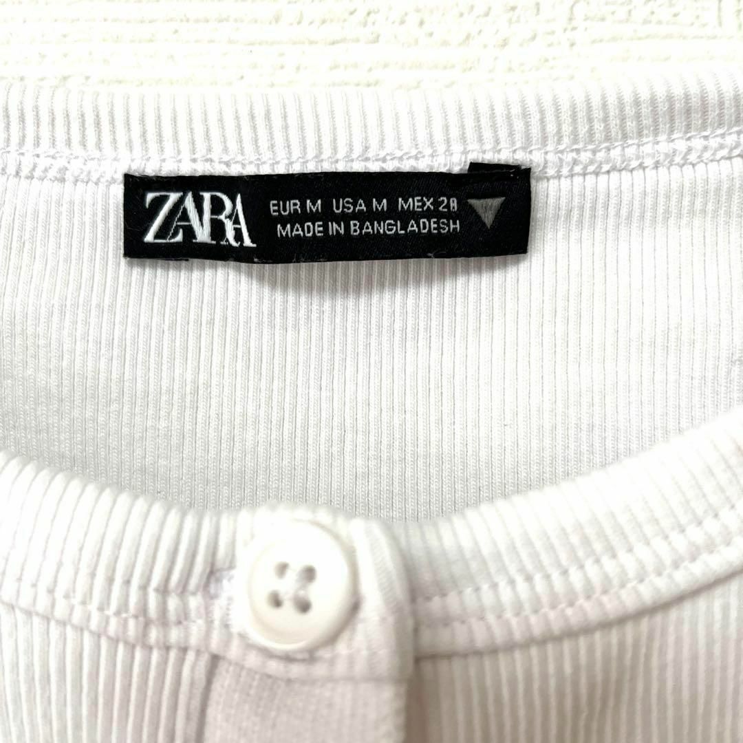 ZARA(ザラ)の1541　ZARA　ザラ 半袖フリルカットソー EUR Mサイズ ショート丈 レディースのトップス(Tシャツ(半袖/袖なし))の商品写真