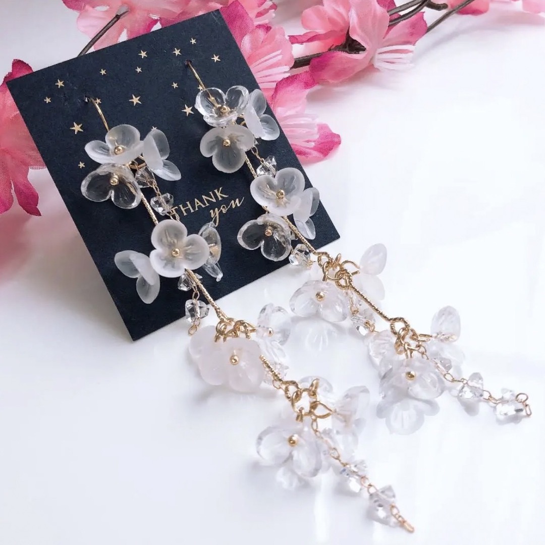 大人可愛い❤フラワービーズ レディース ハンドメイド ピアス