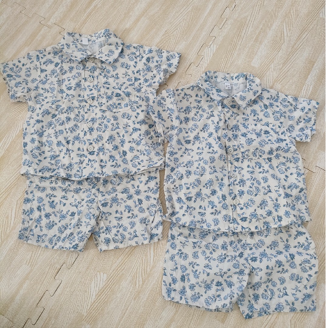 しまむら(シマムラ)のjuo 80サイズ　花柄セットアップ　２枚組 キッズ/ベビー/マタニティのキッズ服女の子用(90cm~)(Tシャツ/カットソー)の商品写真