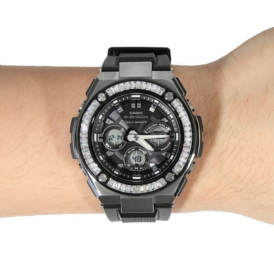 GST Gスチール w310 w300 シリーズ G-SHOCK G-Steel カスタム カバー ベゼル CZダイヤ（キュービックジルコニア）  WHITE GOLD バケットカット