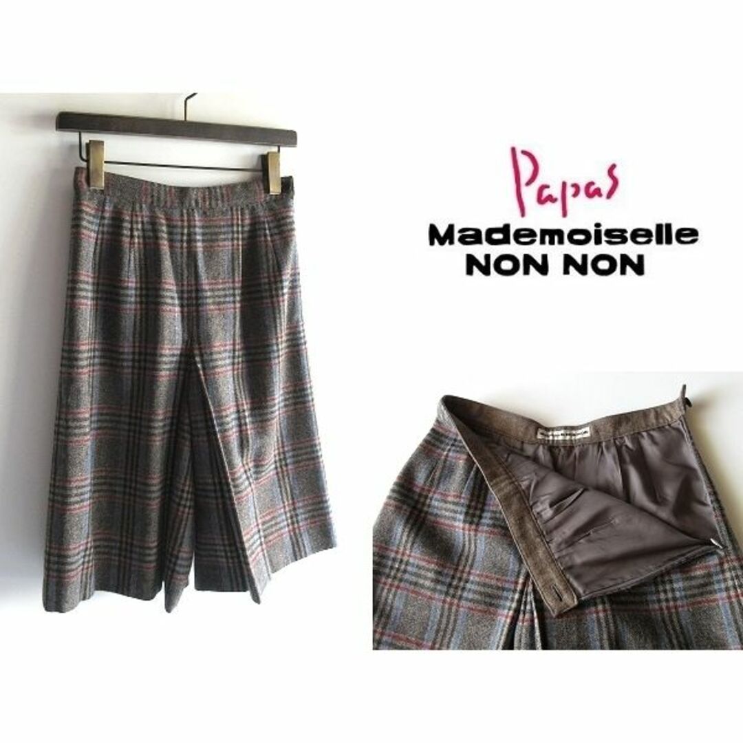 Mademoiselle NON NON チェックウールキュロットパンツ M