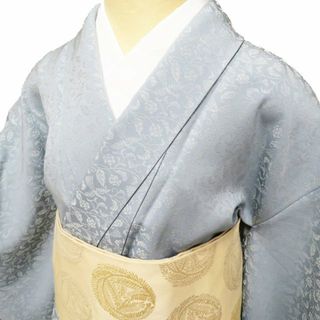 色無地 着物 中古 正絹 袷 フォーマル 紋付 一つ紋 地模様 鳳凰に花唐草文 薄浅葱色 身丈165.5cm 裄62cm L トール きもの北條 A919-4 色無地 着物 中古 正絹 袷 フォーマル 紋付 一つ紋 地模様 鳳凰に花唐草文 薄浅葱色 身丈165.5cm 裄62cm L トール きもの北條 A919-4