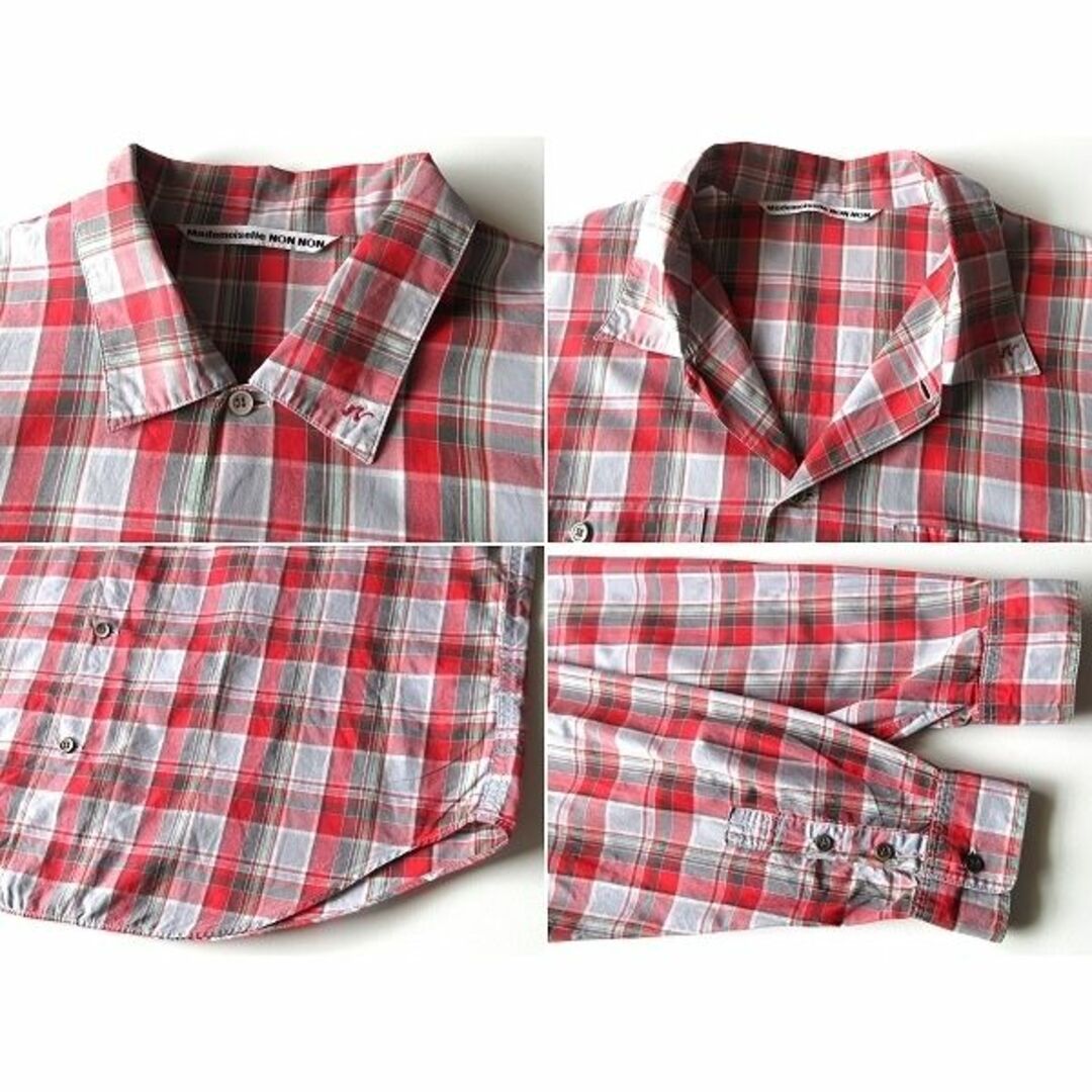 高級 マドモアゼルノンノン ロゴ刺繍 チェックシャツ レディースのトップス(シャツ/ブラウス(長袖/七分))の商品写真