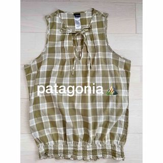 パタゴニア(patagonia)のパタゴニアノースリーブブラウス　チェック　オーガニックコットン(シャツ/ブラウス(半袖/袖なし))