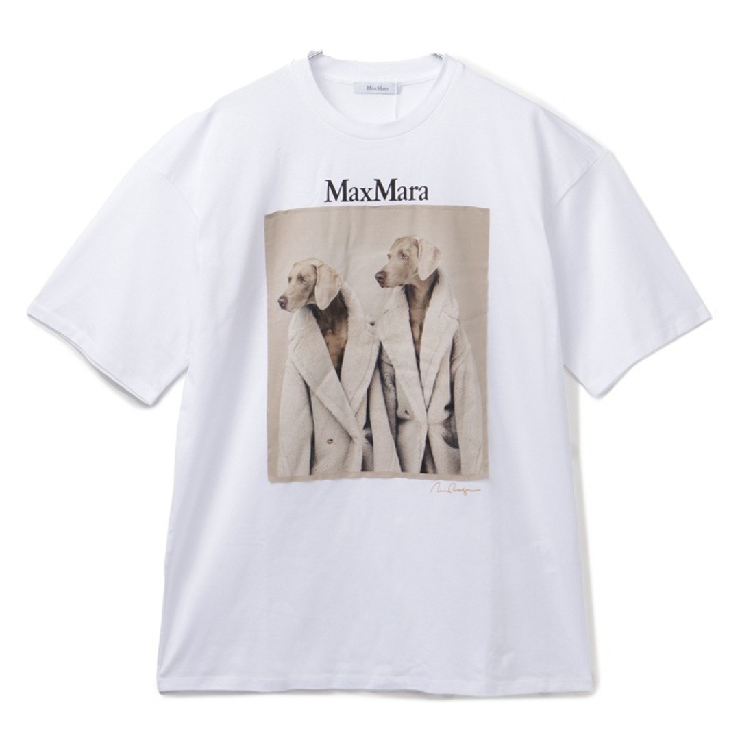 マックスマーラ MAX MARA Tシャツ TACCO ウェグマンプリント 半袖シャツ オーバーサイズ クルーネック ショートスリーブ 2023年秋冬新作 2319460139 0006 BIANCO