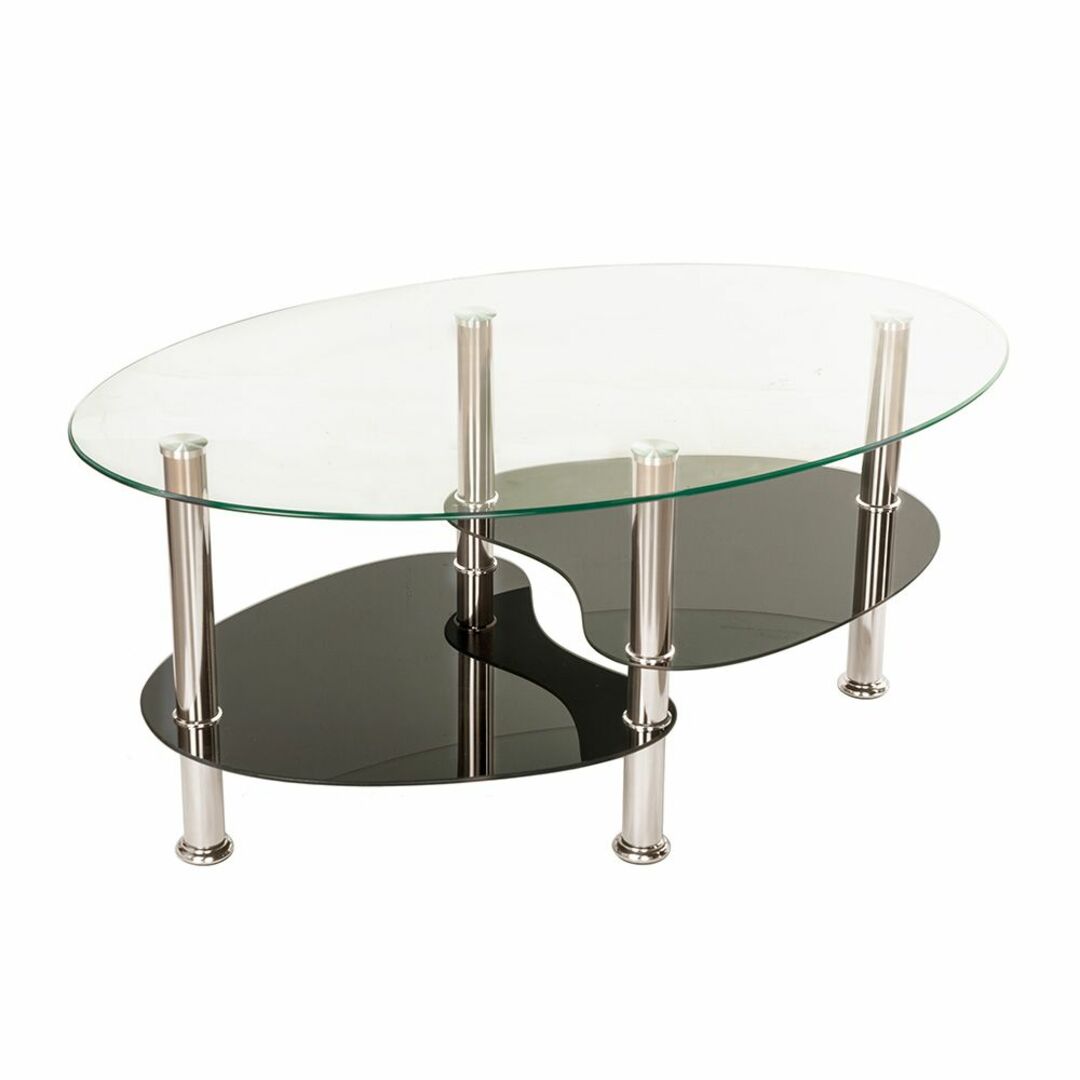 【人気商品】 ガラステーブル  リビング テーブル ローテーブル ガラス 楕円 4
