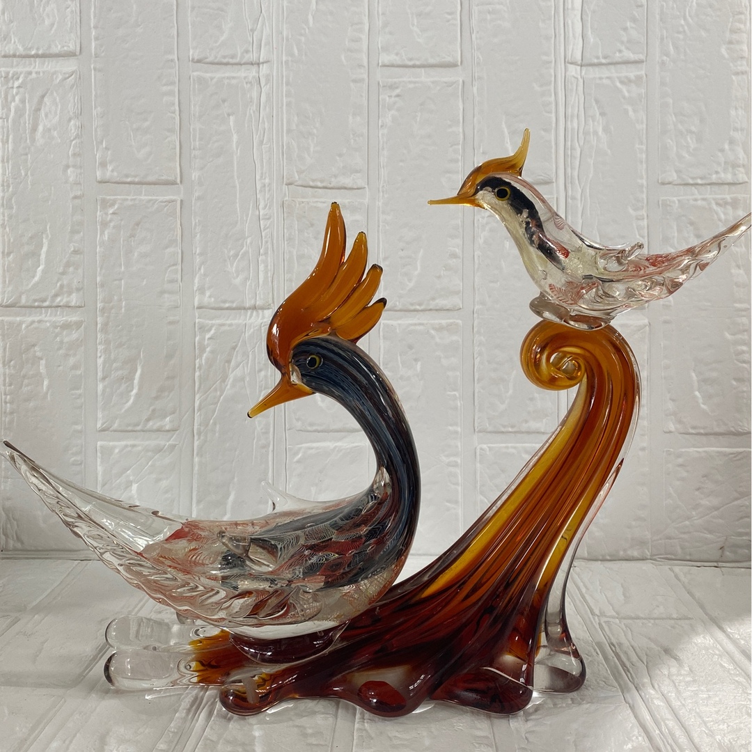 吹きガラス ガラス ガラス細工 ガラス製 鳥 置物 飾り物 オブジェ