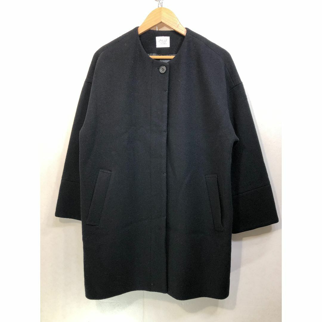 020950●  yuni ウール ノーカラー コート ジャケット ユニ