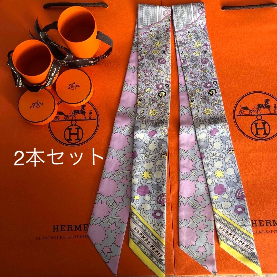 バンダナ/スカーフエルメス　ツイリー　2本セット　2017SS ペルシャ絨毯