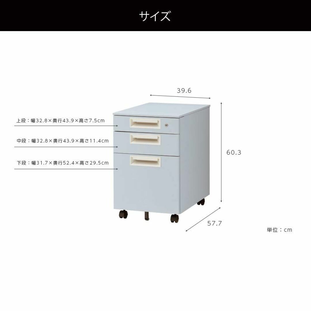 プラス Garage SH デスクワゴン ペールグレー SH-046SC-B3