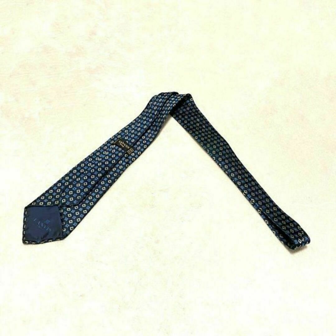 LANVIN(ランバン)の829 ランバン ネクタイ 黒×緑 総柄 シルク フランス製 メンズのファッション小物(ネクタイ)の商品写真