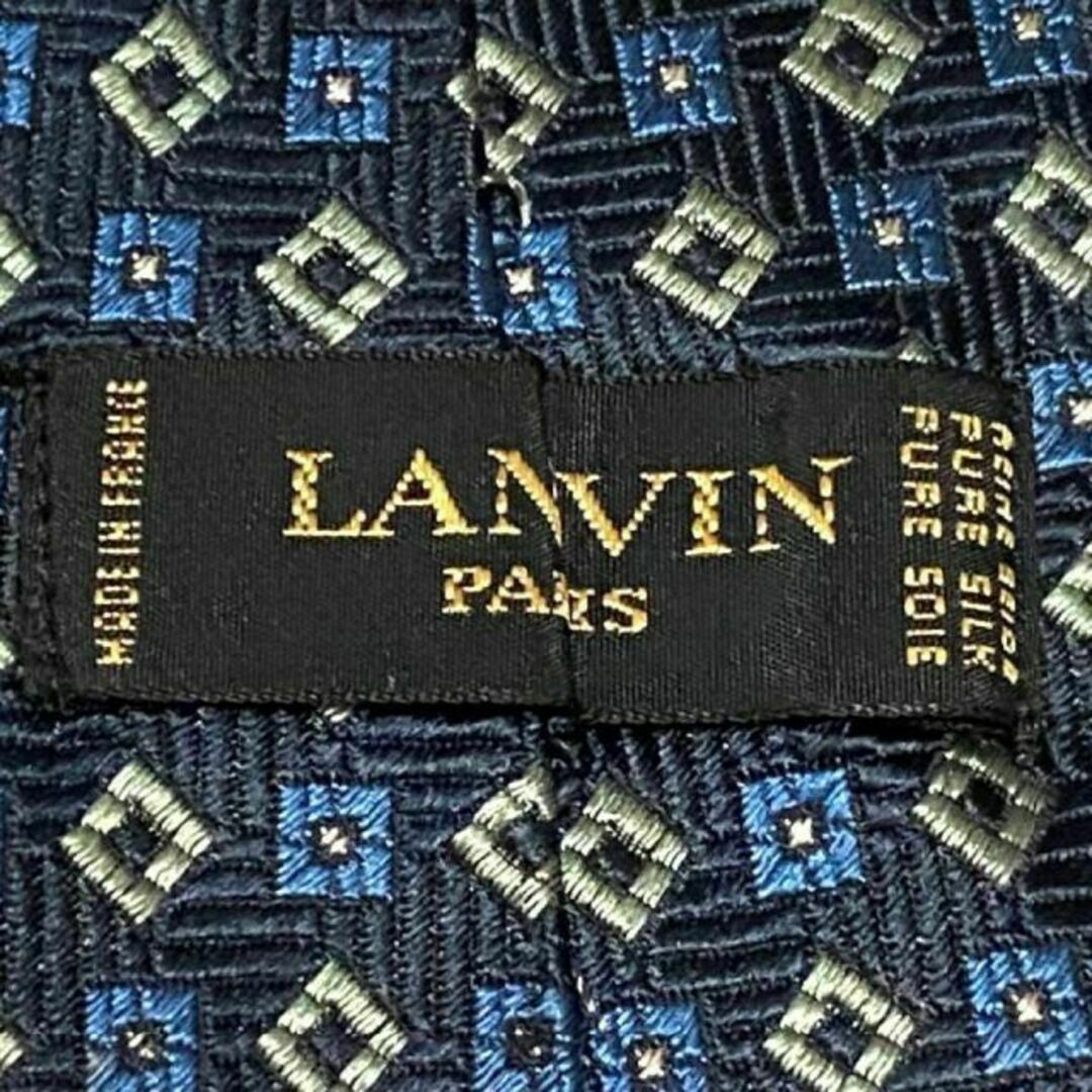 LANVIN(ランバン)の829 ランバン ネクタイ 黒×緑 総柄 シルク フランス製 メンズのファッション小物(ネクタイ)の商品写真