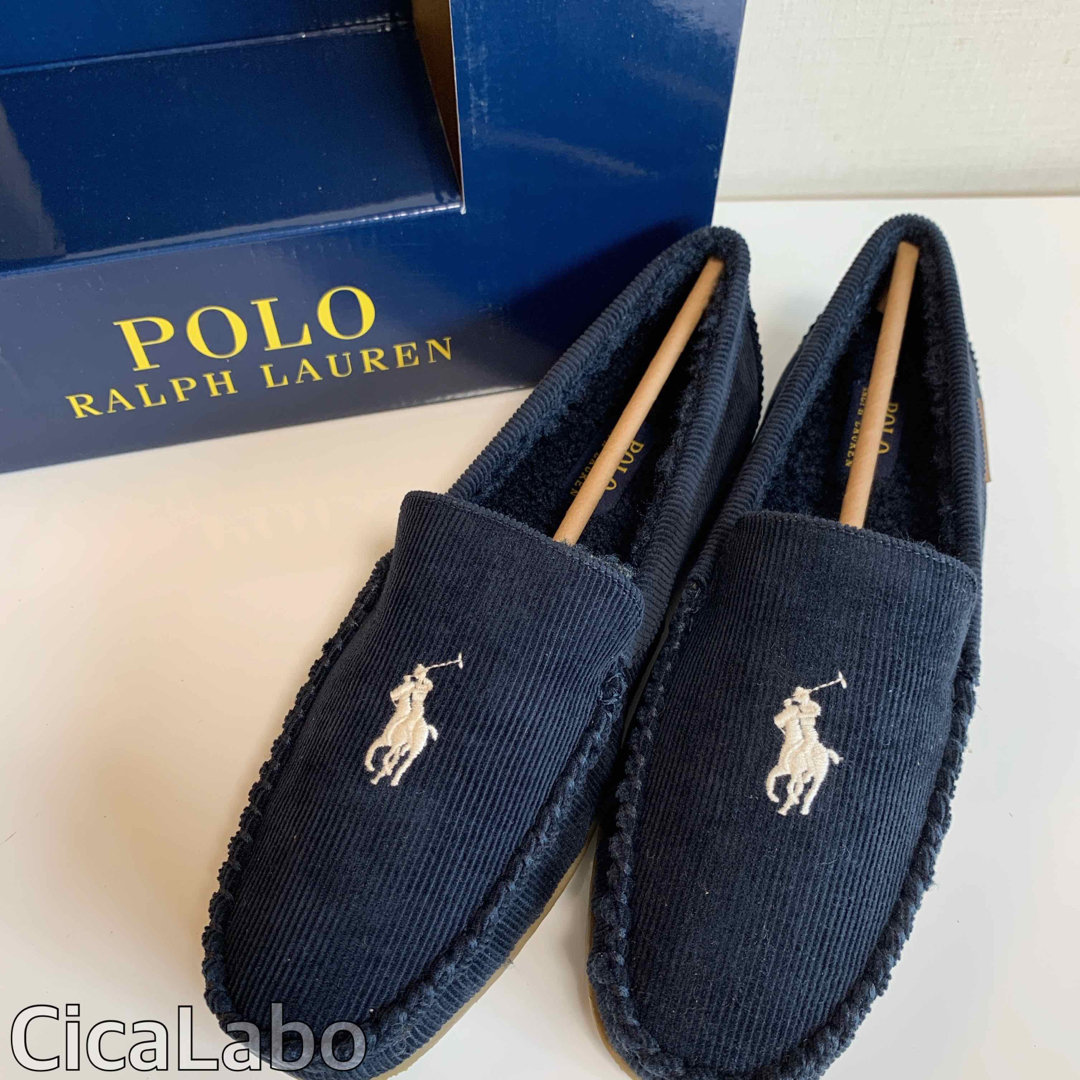 Ralph Lauren(ラルフローレン)の【新品】ラルフローレン ポニーロゴ モカシン ボア ネイビー 9 メンズの靴/シューズ(スリッポン/モカシン)の商品写真