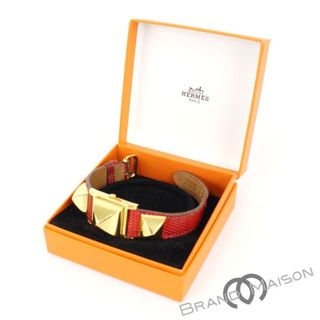 エルメス(Hermes)のAランク エルメス メドール レッド 腕時計 レディース HERMES バングルウォッチ リザード red 【中古】(その他)