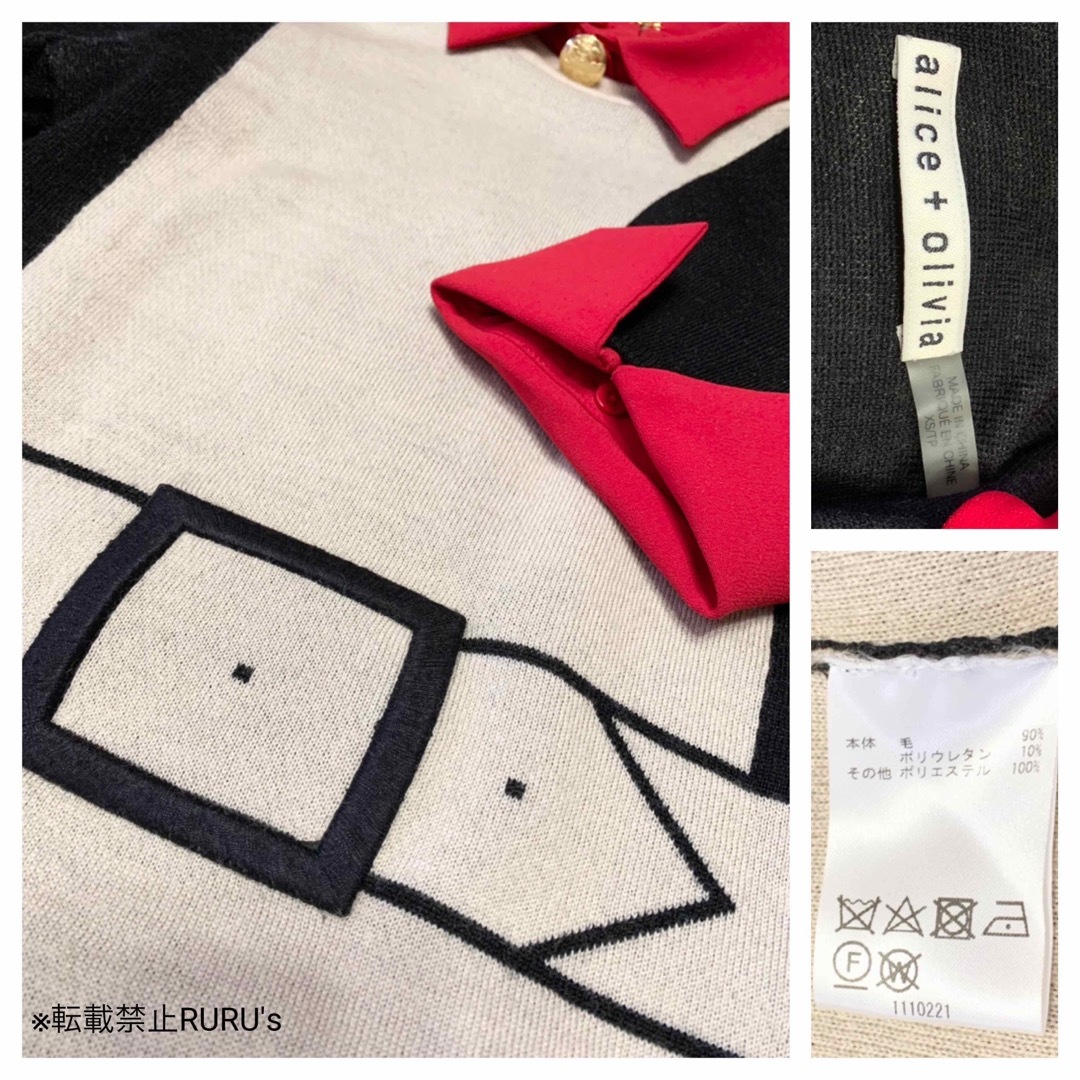 新品 alice+olivia 刺繍だまし絵 2way シャツニットワンピース 9