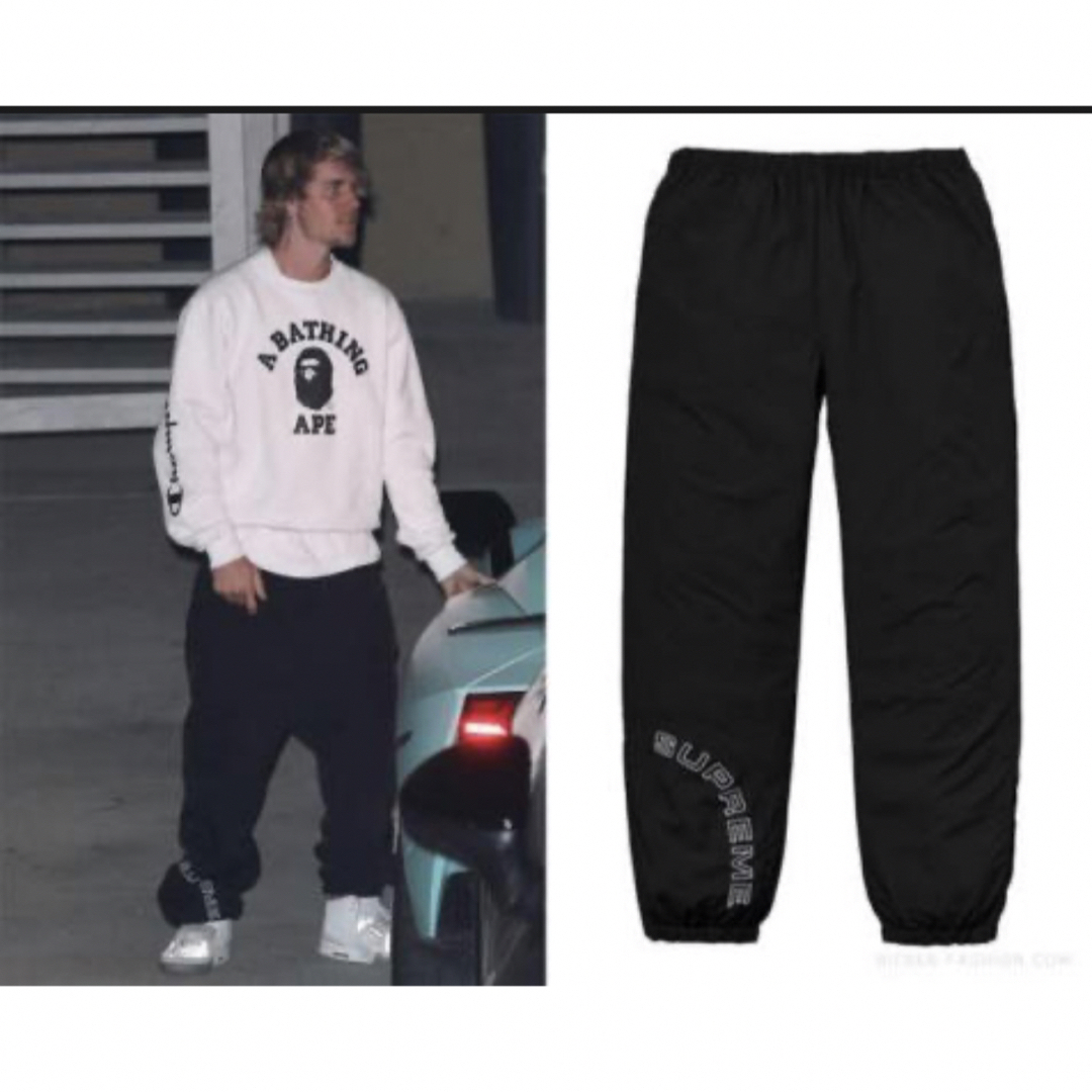 ジャスティンビーバー着supreme corner arc track pant