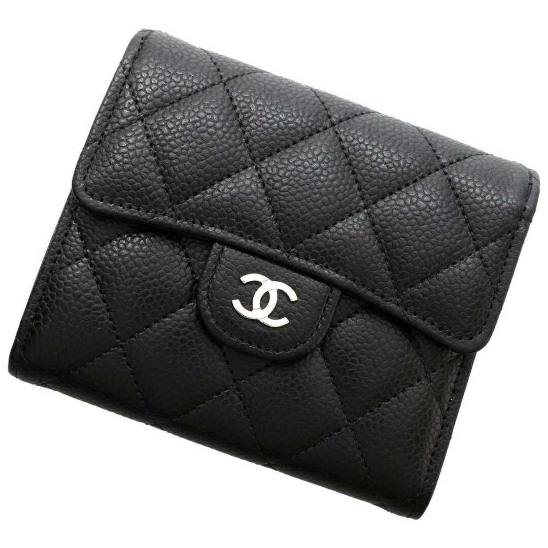 シャネル 財布 クラシック スモール フラップ ウォレット ラムスキン AP0231 CHANEL 三つ折り財布 ブラック 黒