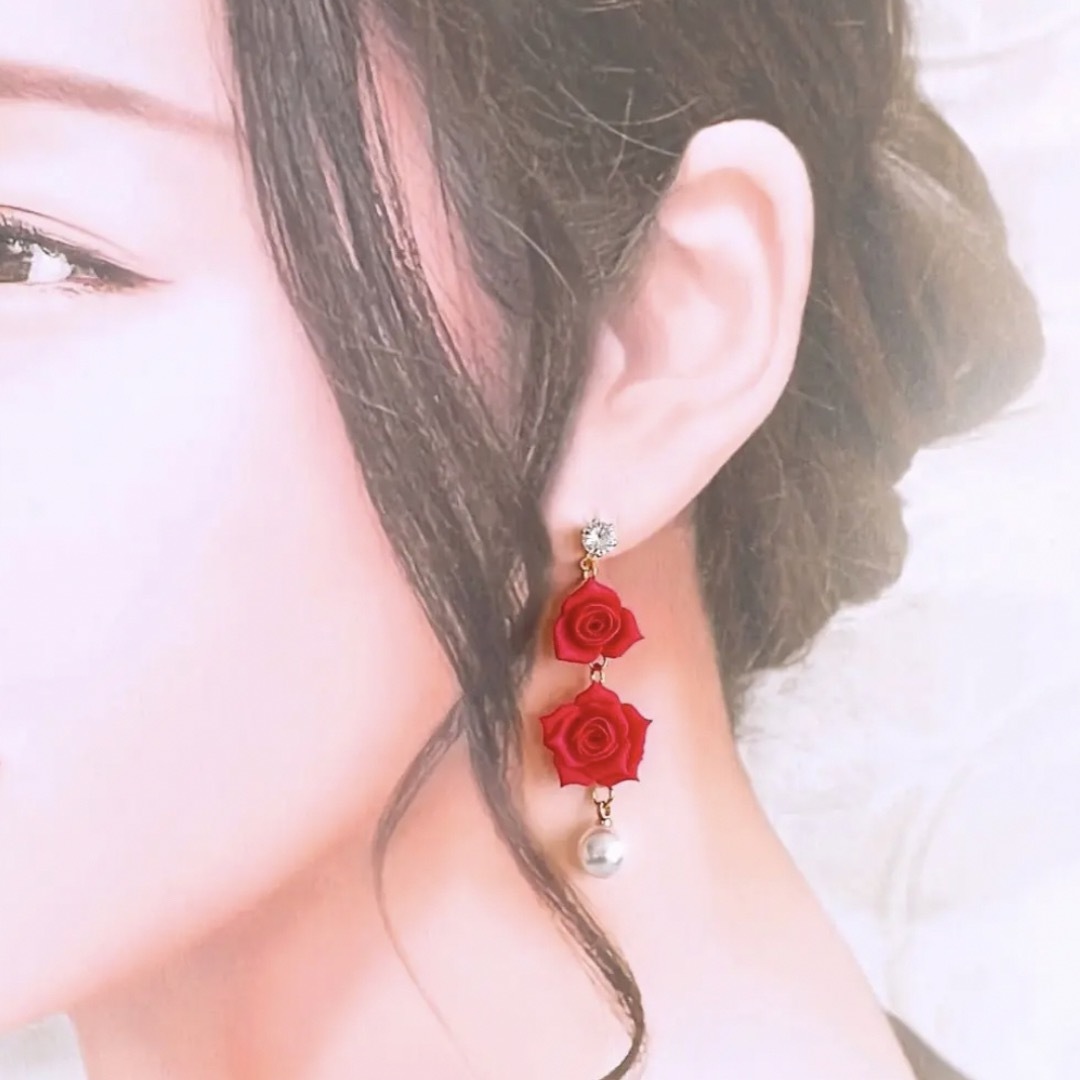 数量限定❣️エレガント 薔薇 レディース ハンドメイド ピアス イヤリング