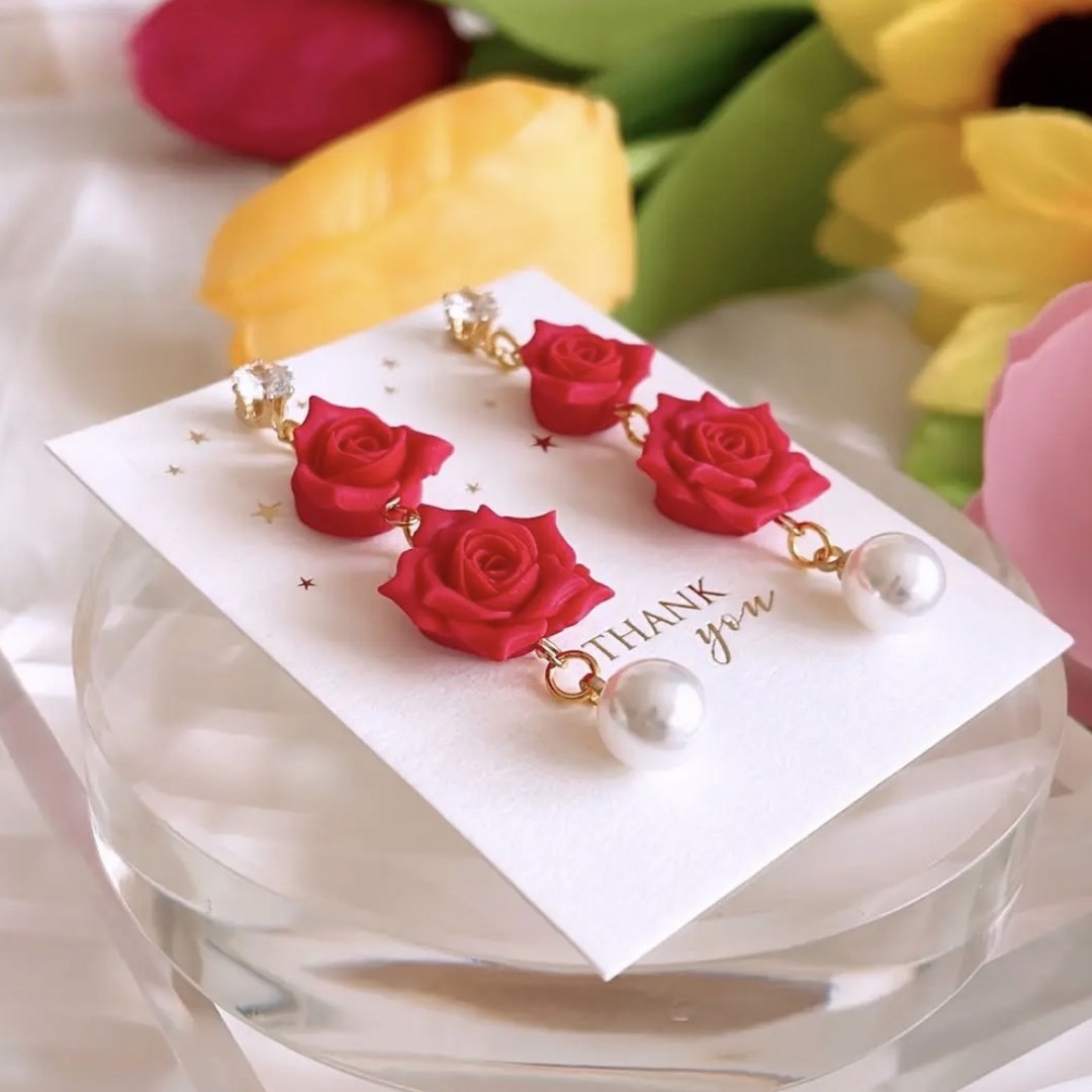 数量限定❣️エレガント 薔薇 レディース ハンドメイド ピアス イヤリング