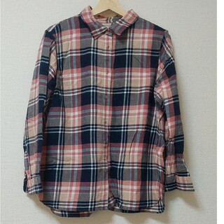 フランネルチェックシャツ　長袖　ピンク　XL(シャツ/ブラウス(長袖/七分))