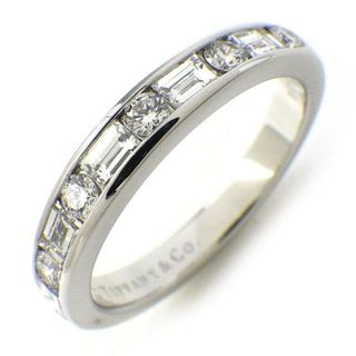 ティファニー チャネル ハーフエタニティ ダイヤ リング 10号強 幅2.3mm PT950 ハーフサークル TIFFANY【14076】