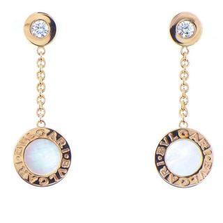 ブルガリ(BVLGARI)のブルガリ BVLGARI ピアス ブルガリブルガリ スウィング ドロップ サークル ラウンド ホワイト シェル 白 2ポイント ダイヤモンド K18PG 白 【中古】(ピアス)