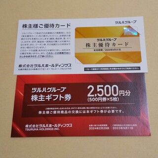 【匿名】ツルハ 株主優待 ギフト券2,500円分＋株主優待カード(ショッピング)
