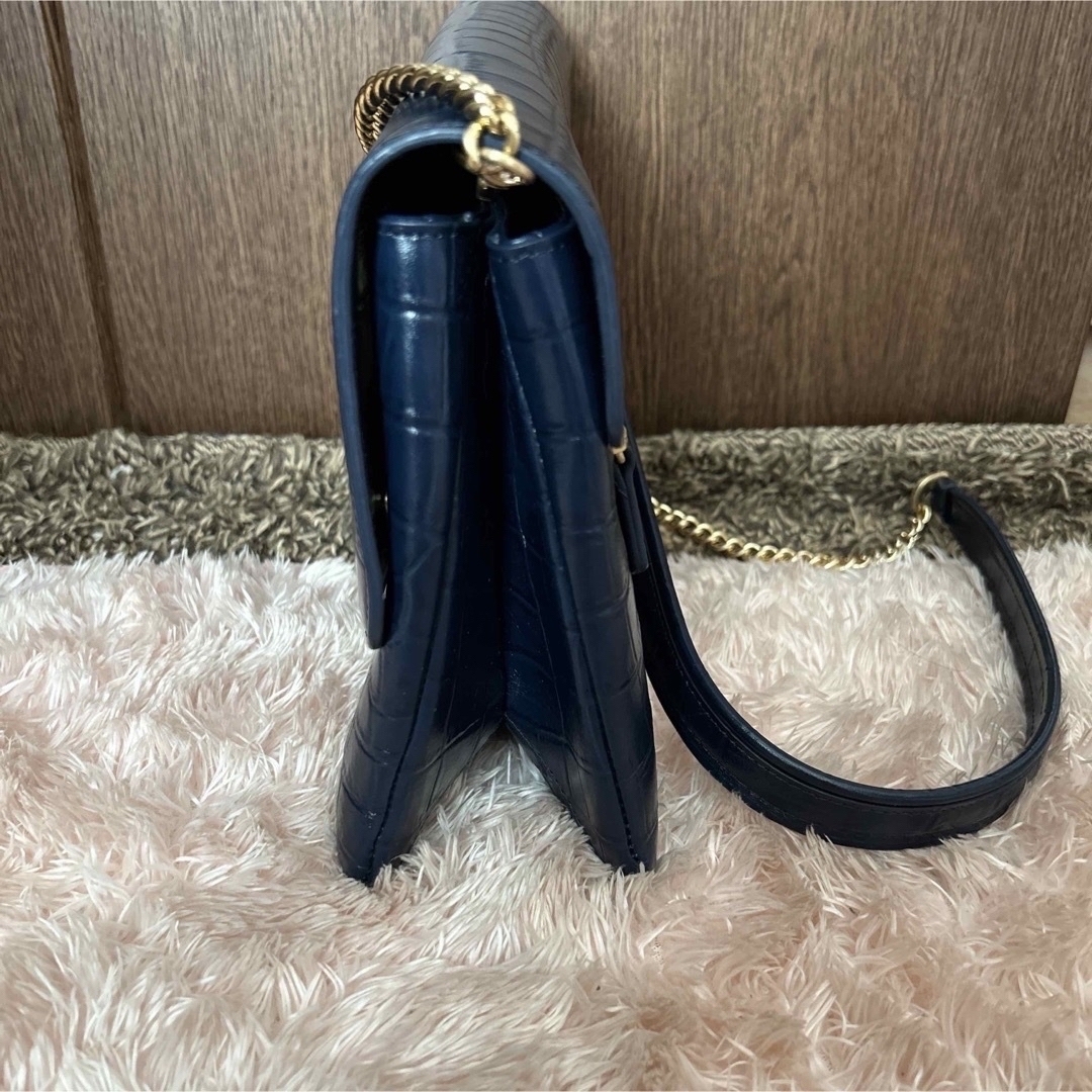 Samantha Thavasa(サマンサタバサ)の極美品♡サマンサタバサ/クラッチバッグ/ショルダーバッグ/クロコ型押し/NAVY レディースのバッグ(クラッチバッグ)の商品写真