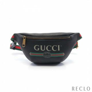 グッチ(Gucci)のロゴプリント スモール ベルトバッグ ボディバッグ ウエストバッグ レザー ブラック マルチカラー(ボディバッグ/ウエストポーチ)