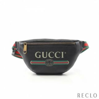 グッチ(Gucci)のロゴプリント スモール ベルトバッグ ボディバッグ ウエストバッグ レザー ブラック マルチカラー(ボディバッグ/ウエストポーチ)