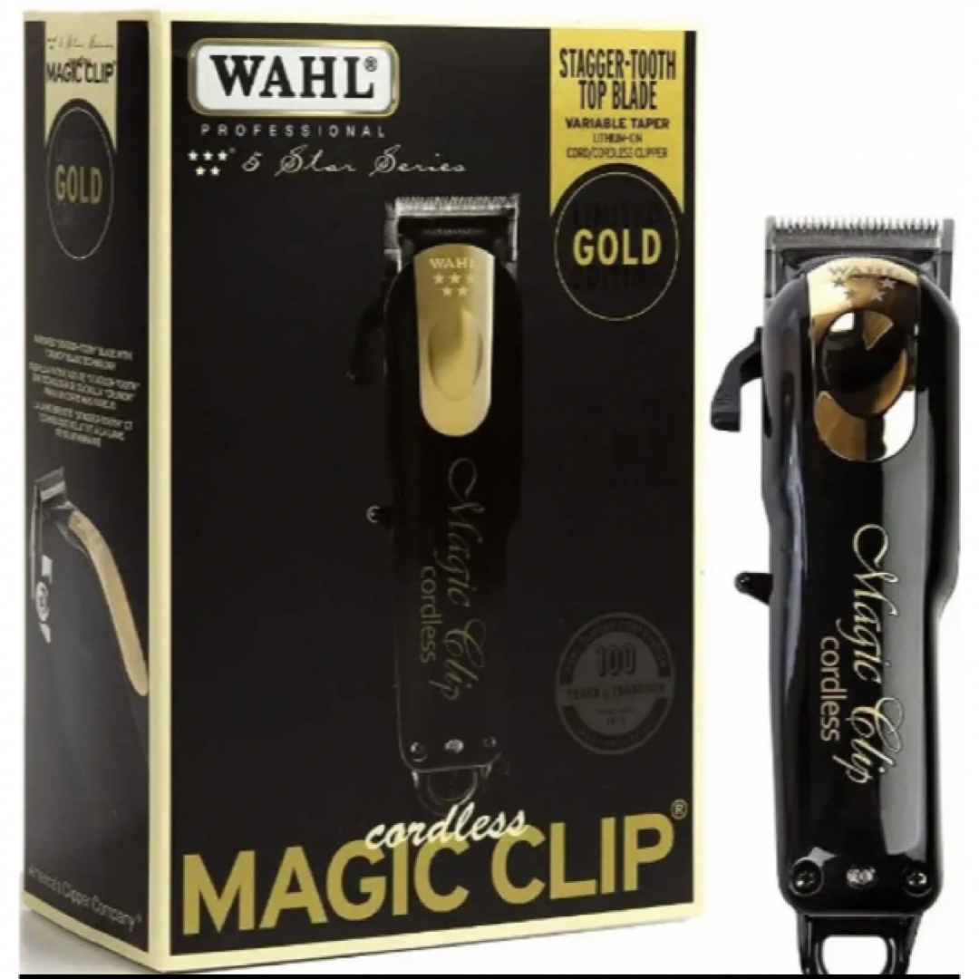 wahl コードレスバリカンファイブスターマジッククリップ GOLD/BLACK ...