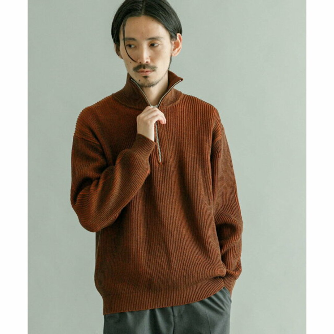 URBAN RESEARCH(アーバンリサーチ)の【BROWN】プレーティングニットハーフZIP メンズのトップス(ニット/セーター)の商品写真