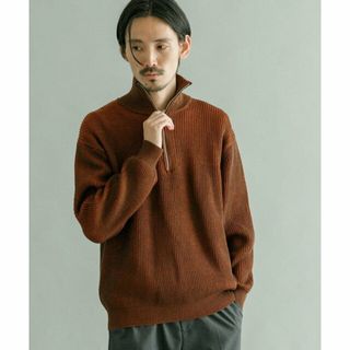 アーバンリサーチ(URBAN RESEARCH)の【BROWN】プレーティングニットハーフZIP(ニット/セーター)