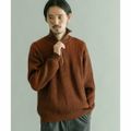 【BROWN】プレーティングニットハーフZIP